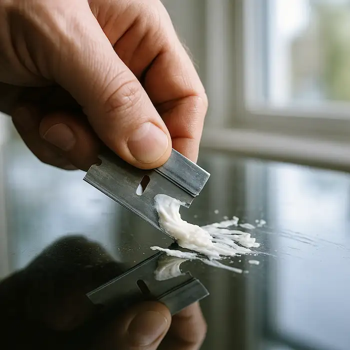 پاک کردن چسب خشک شده از روی شیشه